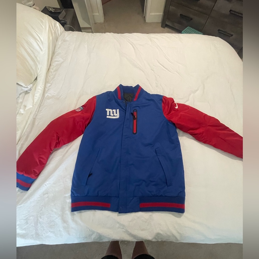 Men's Starter Royal New York Giants Locker Room Satin Varsity Full-Snap Jacket